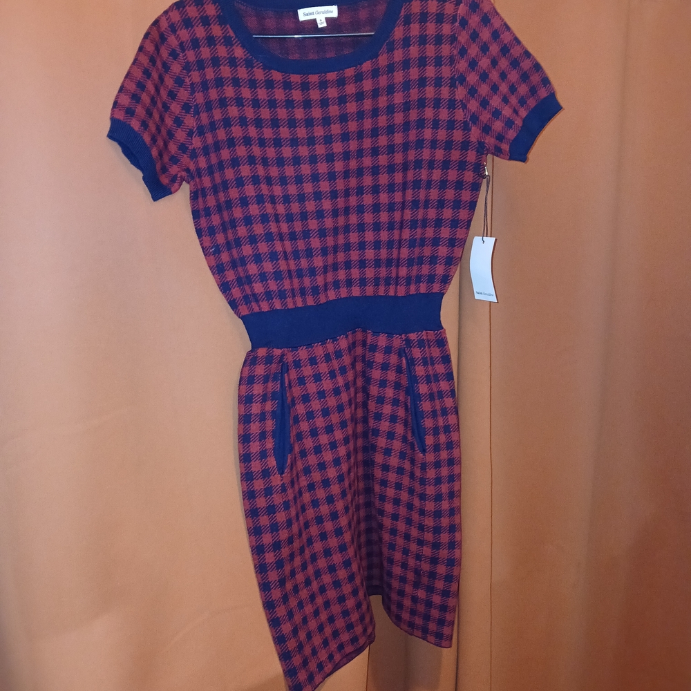 Plaid Mini Dress in Red and Blue